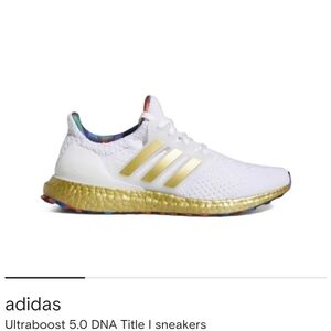 NIB ADIDAS Ultraboost 5.0 DNA Shoes 11.5 Gold Metallic And White